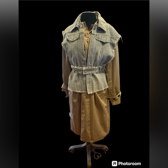 NWOT? | Proenza Schouler Dup |Multi-Media Convertible Jean Vest Over Trench Coat - Picture 5 of 8